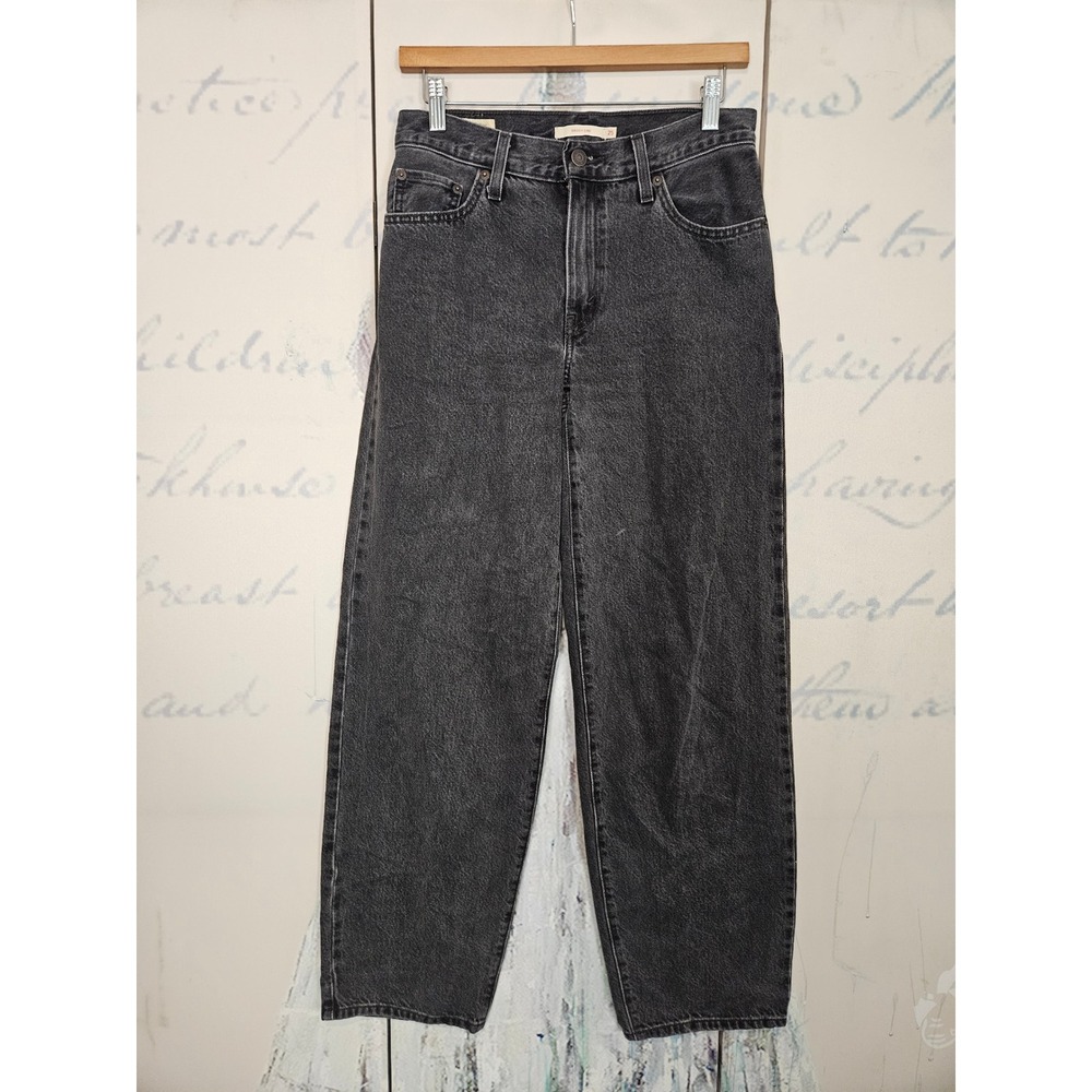 Levi's Premium Baggy Dad Jeans 25 Black Faded Wide Leg Straight 90s Retro